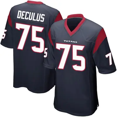 Men's Game Austin Deculus Houston Texans Navy Blue Team Color Jersey