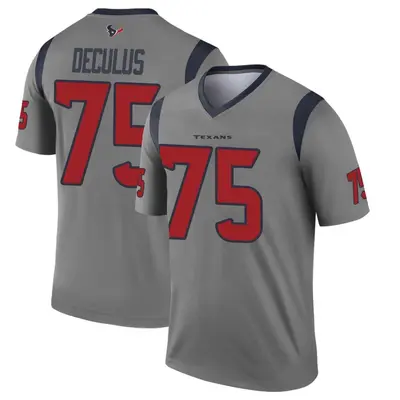 Men's Legend Austin Deculus Houston Texans Gray Inverted Jersey