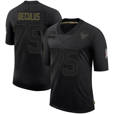 Men's Limited Austin Deculus Houston Texans Black 2020 Salute To Service Jersey