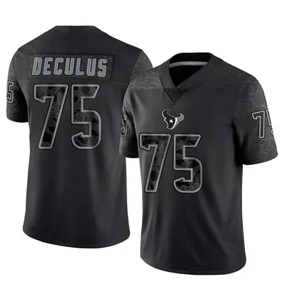 Men's Limited Austin Deculus Houston Texans Black Reflective Jersey