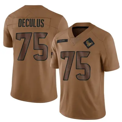 Men's Limited Austin Deculus Houston Texans Brown 2023 Salute To Service Jersey