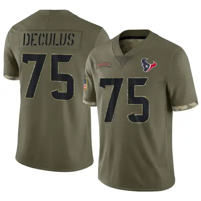 Men's Limited Austin Deculus Houston Texans Olive 2022 Salute To Service Jersey