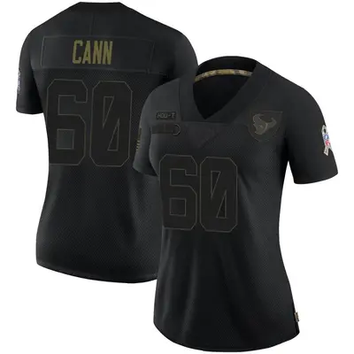 Women's Limited A.J. Cann Houston Texans Black 2020 Salute To Service Jersey