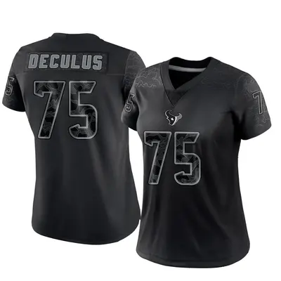 Women's Limited Austin Deculus Houston Texans Black Reflective Jersey