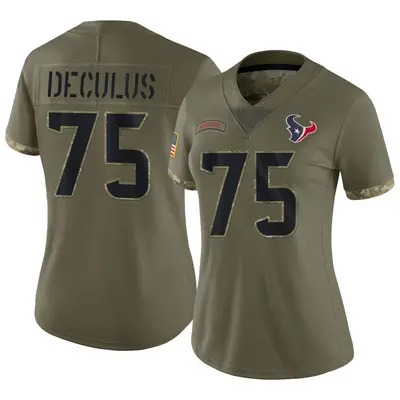 Women's Limited Austin Deculus Houston Texans Olive 2022 Salute To Service Jersey