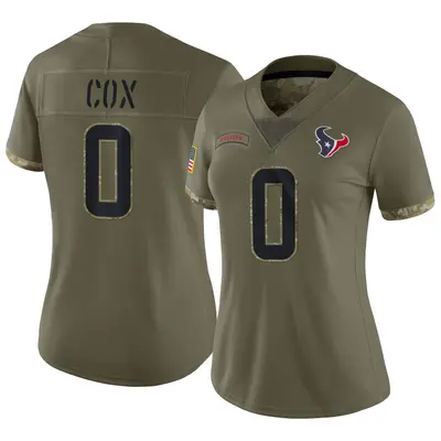 Women's Limited Eli Cox Houston Texans Olive 2022 Salute To Service Jersey