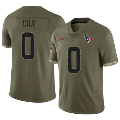 Youth Limited Eli Cox Houston Texans Olive 2022 Salute To Service Jersey